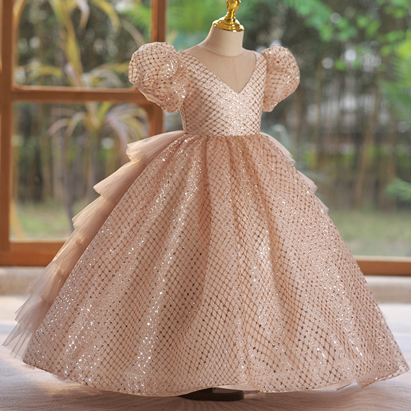 Cute Baby Girl Beauty Pageant Dress Toddler Birthday Party Princess Dress, Champagne / 7-8 Years (140cm) Cute Baby Girl Beauty Pageant Dress Toddler Birthday Party Princess Dress, Champagne / 7-8 Years (140cm)