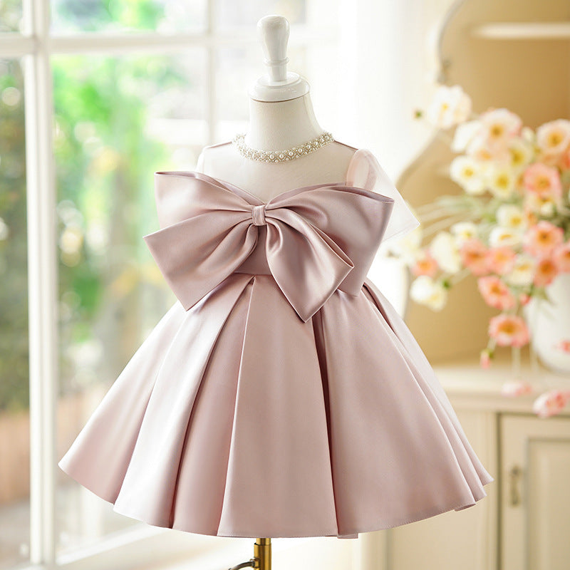 Cute Baby Girl Big Bow Dress Toddler Birthday Party Princess Dress