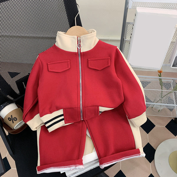 Cute Baby Girl Patchwork Contrasting Sportswear Suit