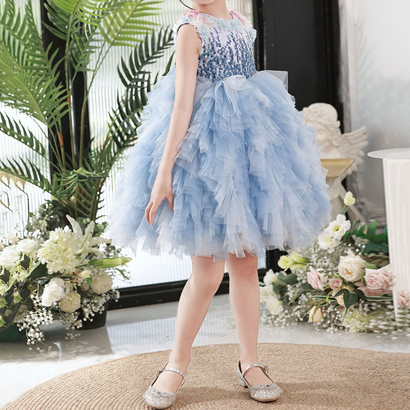 Flower Girl Wedding Birthday Party Sequins Puffy Princess Dress