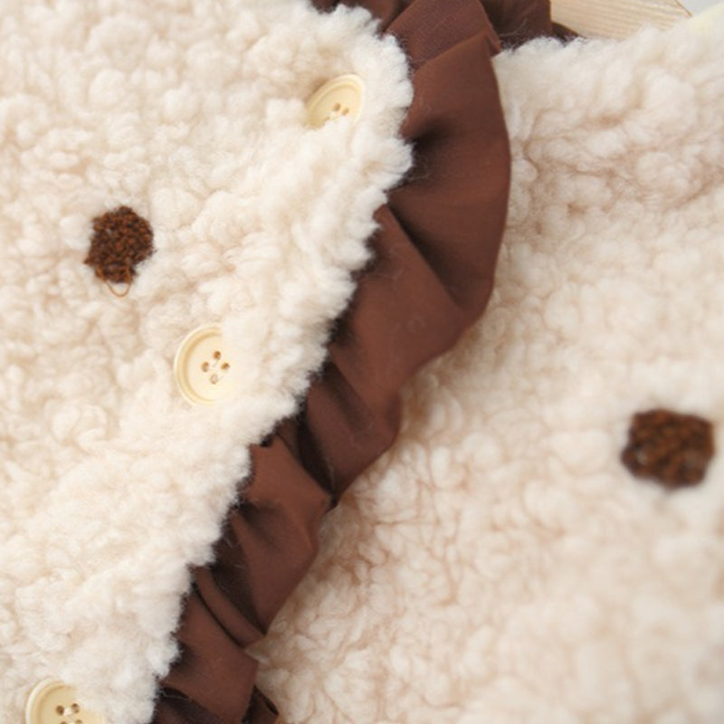 Girls' Winter Polka Dot Lace Warm Coat