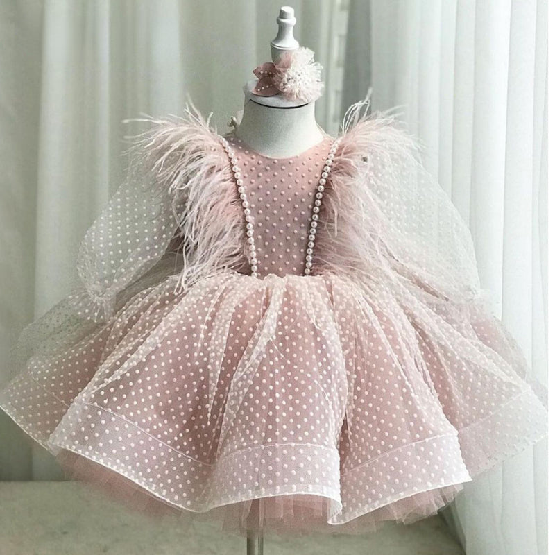 Baby Girl Fantasy Fringed Beads Fluffy Dress Birthday Party Princess Dress