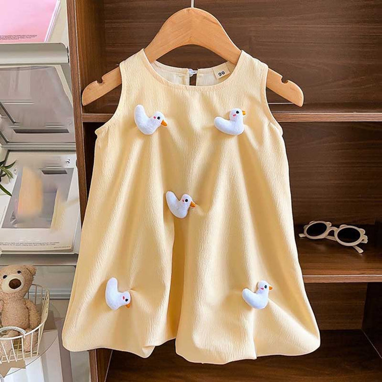 Cute Summer Girls Duck Dress Two-Piece Set