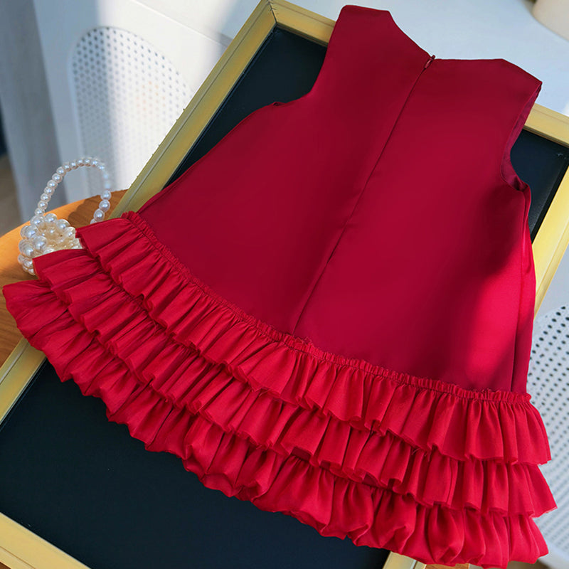 Baby Girl Red Birthday Princess Dress Flower Girl Wedding Dress