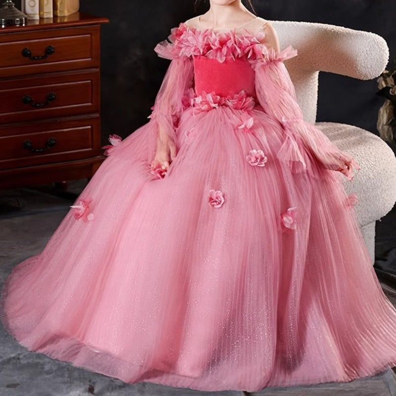 Girls Pink Dress Girls Prom Dress Girls Birthday Puffy Princess Dress