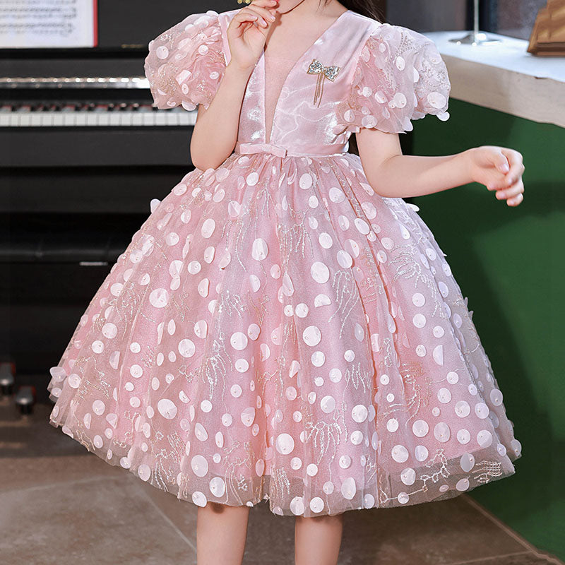 Cute Baby Girl Birthday Party Lace Mesh Bow Princess Dress