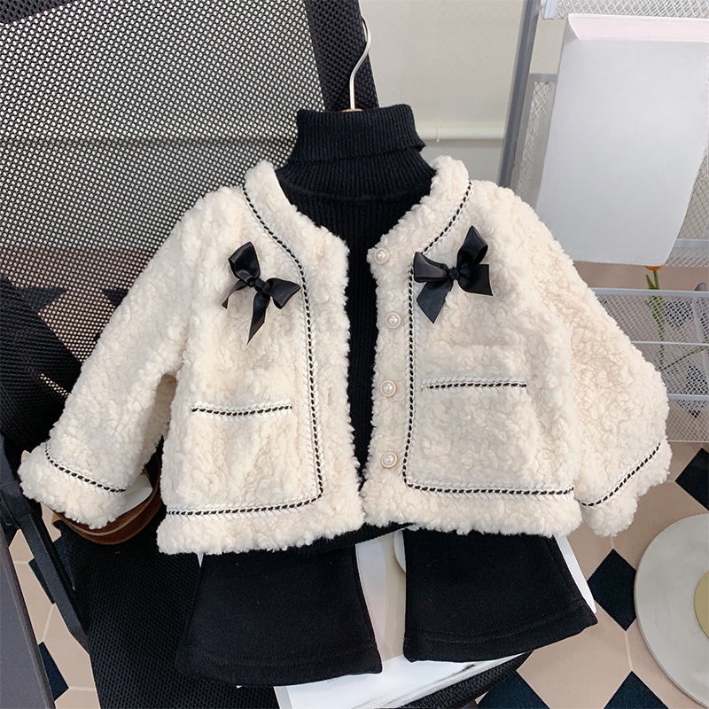 Baby Winter Sweater Baby Thick Warm Wool Sweater Three Piece Set