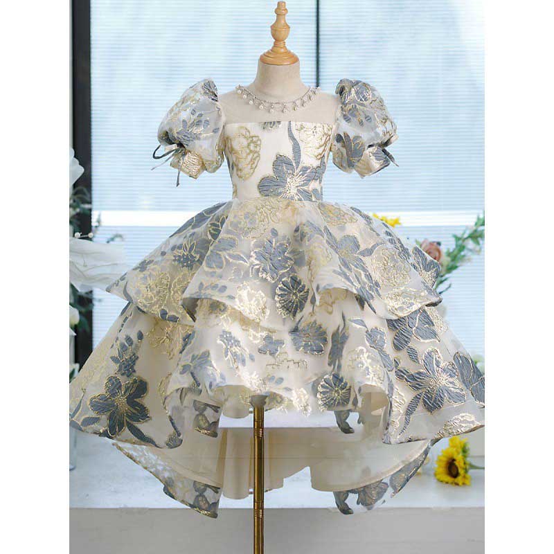 Cute Baby Girl Embroidery Flowers Dress Toddler Pageant First Communion Princess Dress