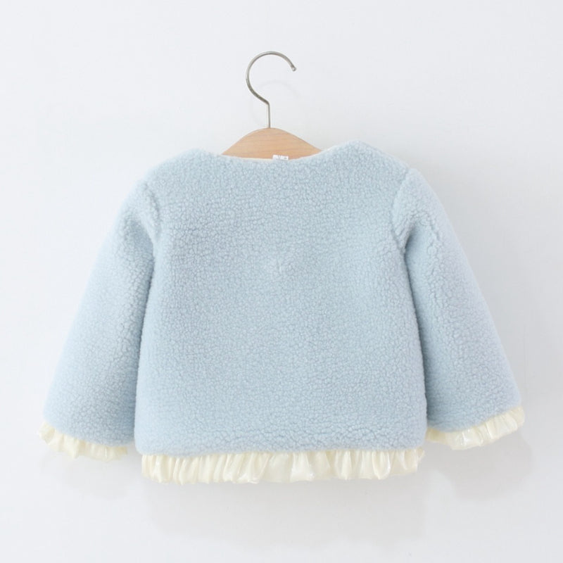 Girls Warm Winter Lace Bow Coat