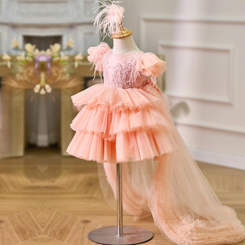 Children's Birthday Puffy Dress Girl Trailing Cake Princess Dress