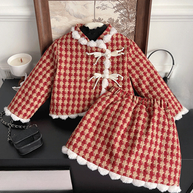 Winter Plaid Girl Formal Dresses Girl Red New Year Dresses Winter Plaid Girl Formal Dresses Girl Red New Year Dresses