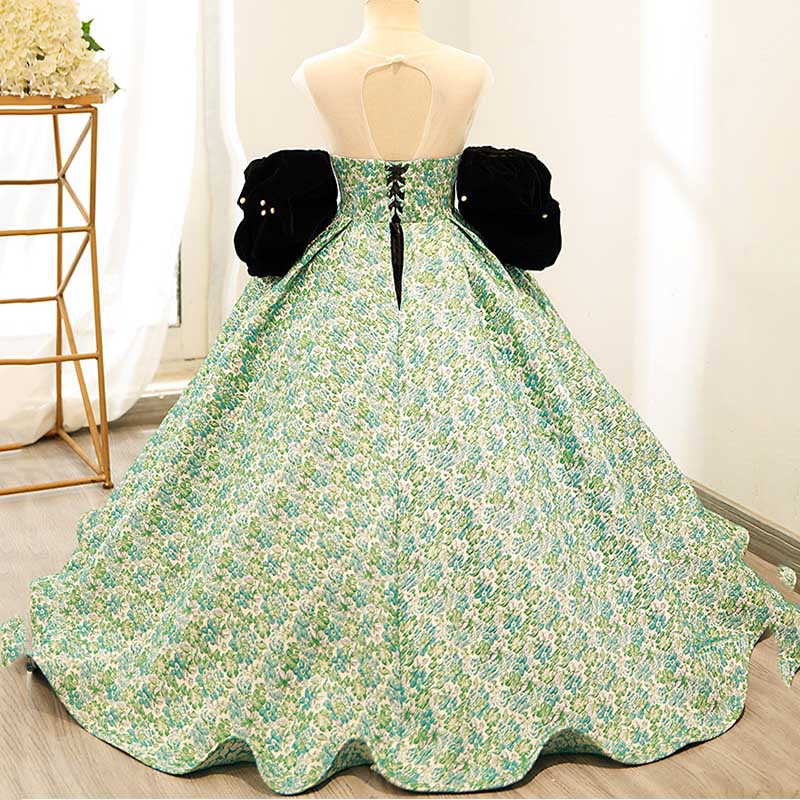 Baby Girl Birthday Wedding Pageant Puff Sleeve Dress Back Hollow Princess Dress
