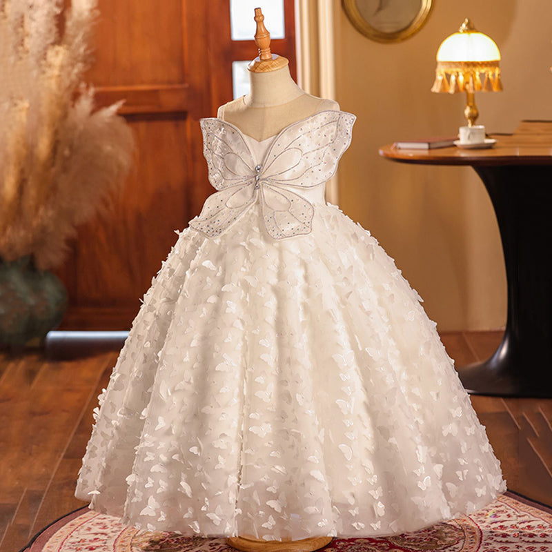 white first communion dress Vintage Lace Flower Girl Dresses Ivory Strasburg pair it with our Blessings Veil Elegant Baby White Butterfly First