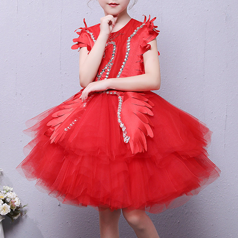 Baby Girl  Fluffy Dress Costumes Peacock Dress Toddler Birthday Princess Dress