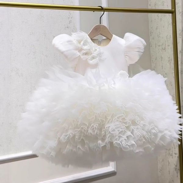 Baby Birthday White Dress Girl Communion Princess Dress
