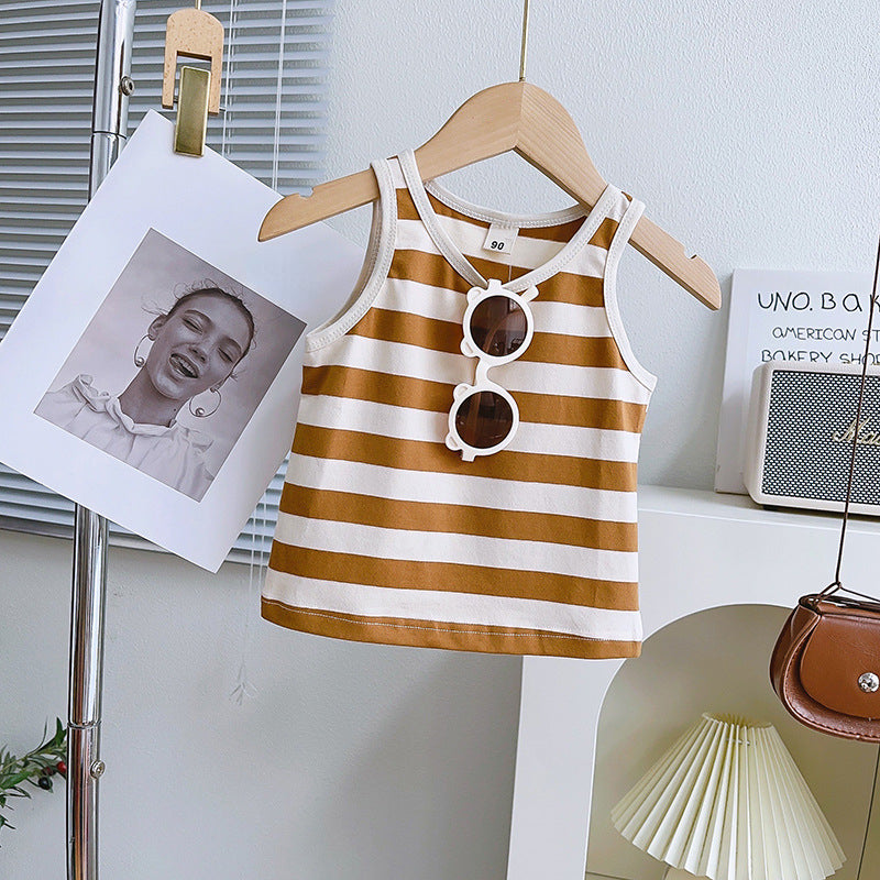 Cute Baby Girl Striped Camisole Shorts Two-piece Set
