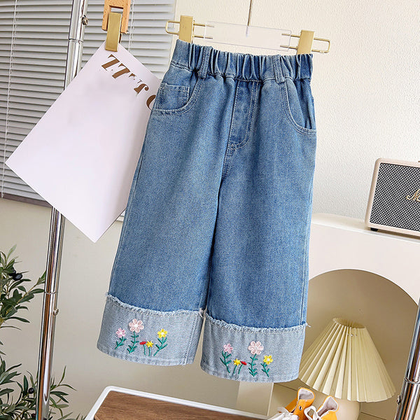 Sweet Baby Girl's Denim Wide-leg Pants