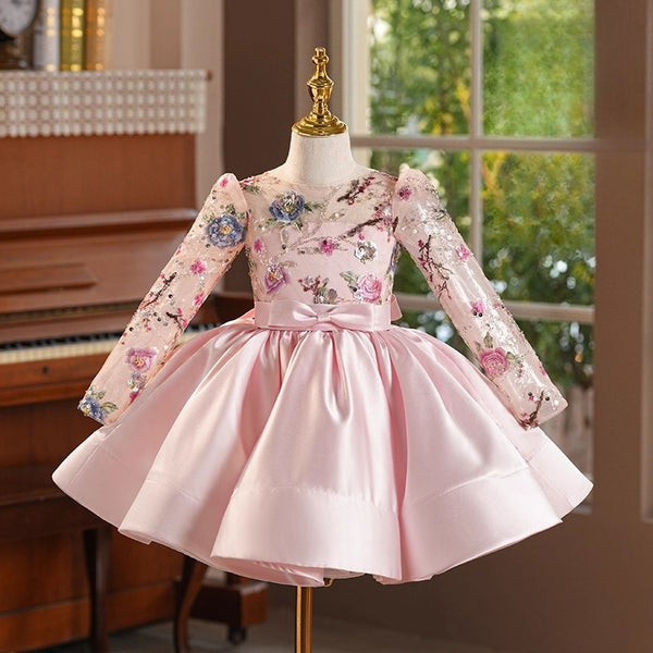 Cute Girls Communion Dress Pink Girls Birthday Princess Dress Children's Party Dress