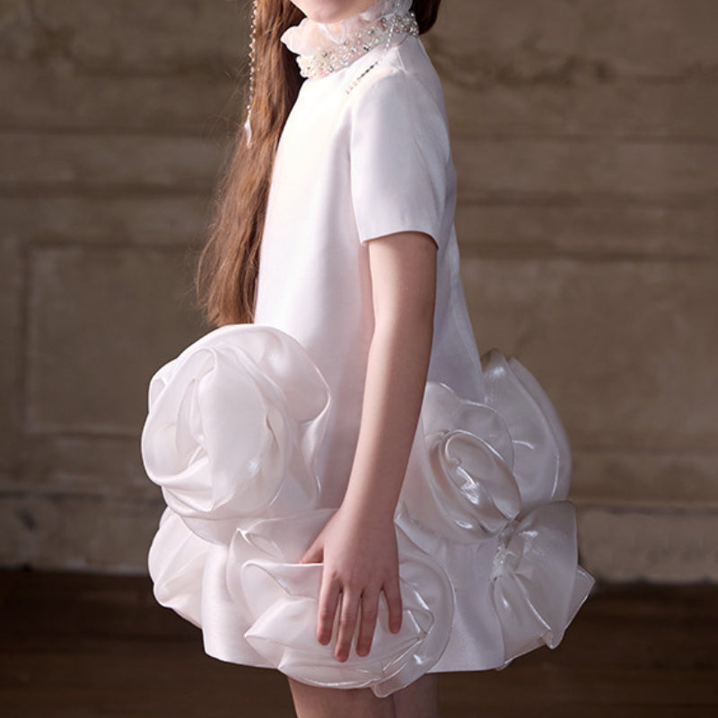 White Girls Birthday Princess Dress Flower Girl Wedding Dress
