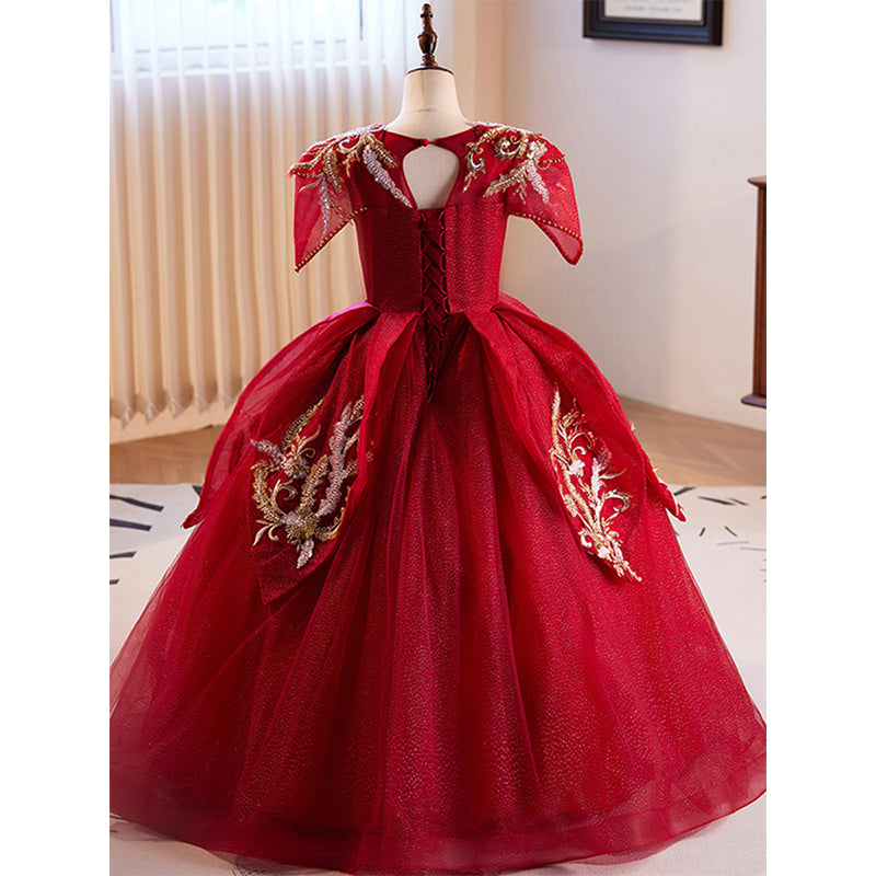 Girls Elegant Birthday Dress Puff Princess Dress