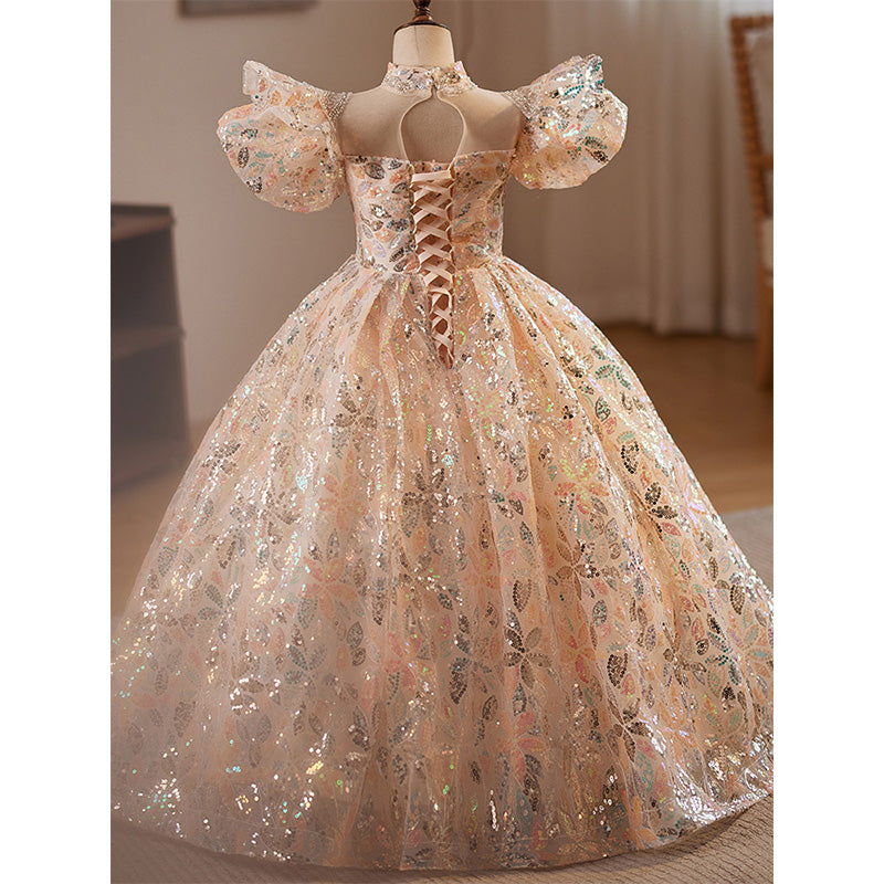 Cute Baby Girl Puffy Colorful Sequins Christmas Dress Toddler Birthday Princess Dress