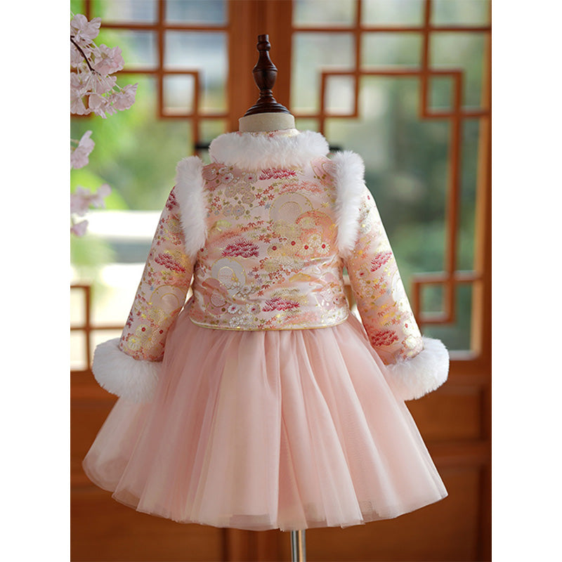 Cute Baby Girl Winter Puffy Dress Toddler Birthday Christmas Princess Dress, Pink / 1-2 Years (90cm) Cute Baby Girl Winter Puffy Dress Toddler Birthday Christmas Princess Dress, Pink / 1-2 Years (90cm)
