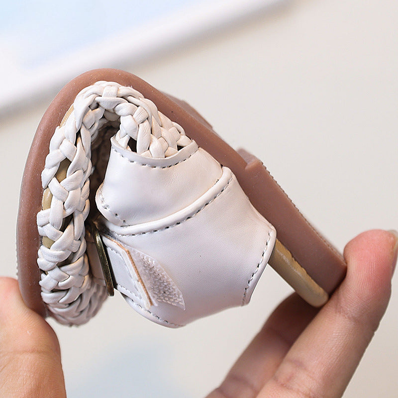 Girls Cute New Summer Woven Closed Toe Shoes