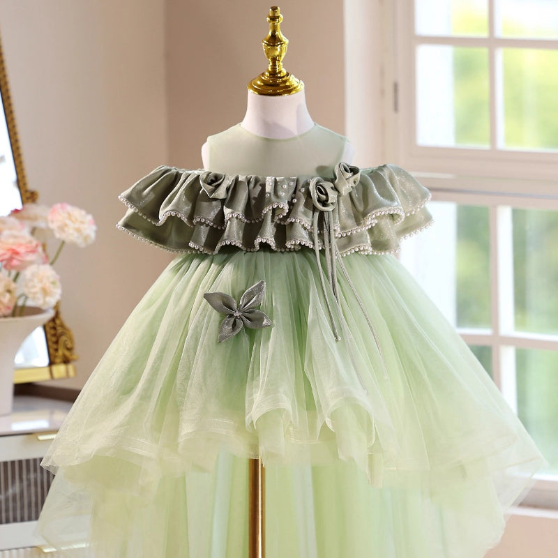 Children's Green Ball Gown Girls Birthday Dress Flower Girl Princess Dress
