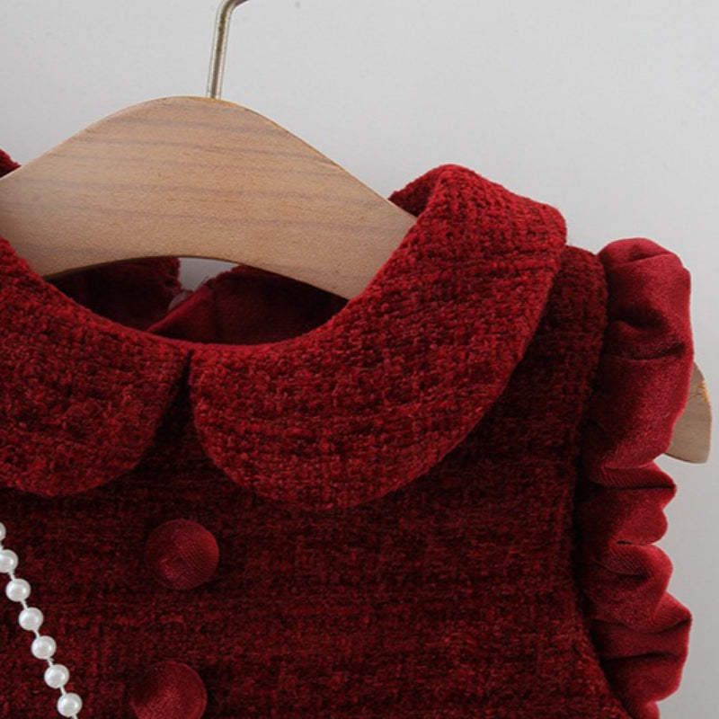 Girls' Winter Base Layer Vest Dress Two-piece Set