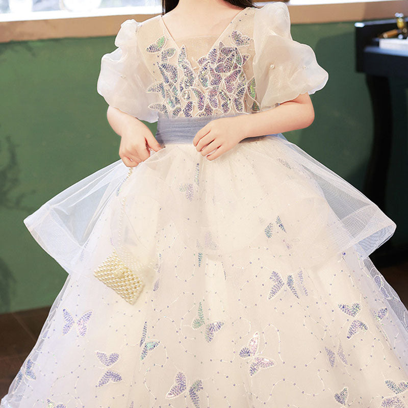 Butterfly Sequin Mesh Girls Princess Dress