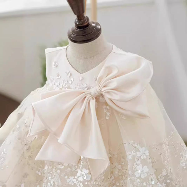Elegant Baby White Floral Communion Dress Toddler Little Girl Formal Dresses