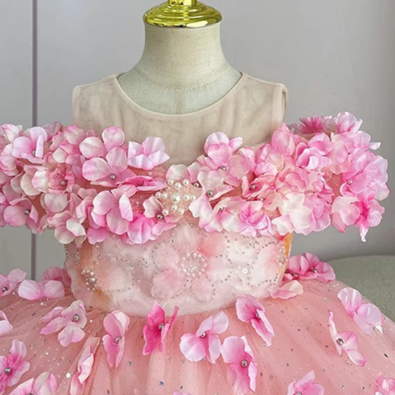 Flower Girl Pink Dress Girls Birthday Princess Dress
