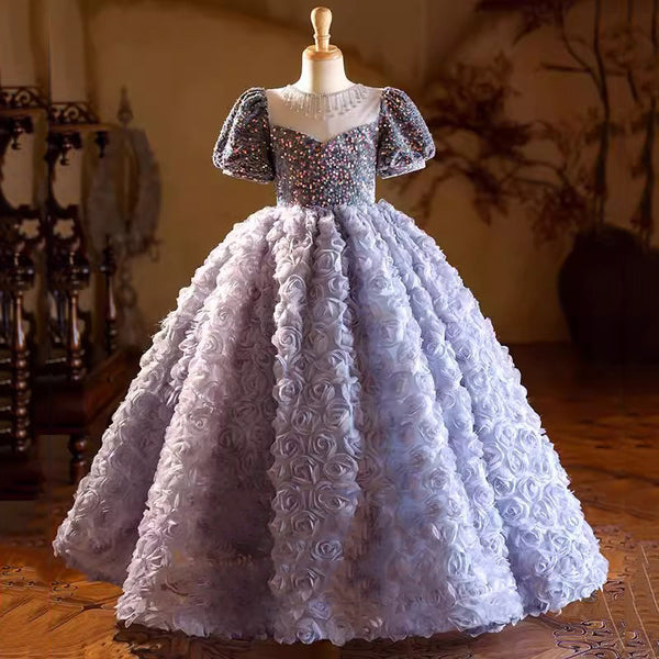 Children's Birthday Sequin Princess Dress Girls Puffy Dress
