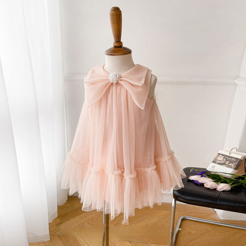 Elegant Baby Girls Pink Sleeveless Toddler Prom Dress Toddler New Year Princess Dress