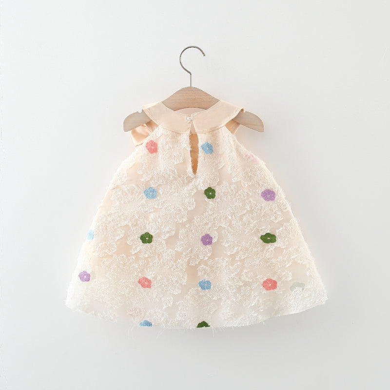 Cute Baby Girl Colorful Flower Sleeveless Summer Dress