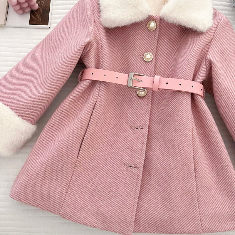 Girls' Winter Waist-cinching Warm Coat