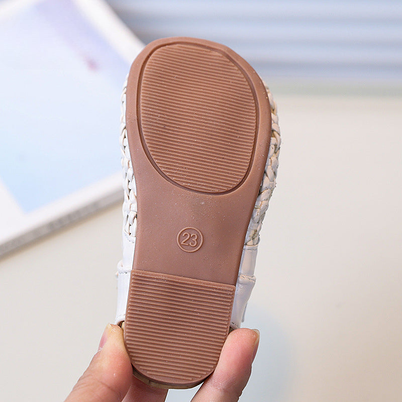 Girls Cute New Summer Woven Closed Toe Shoes
