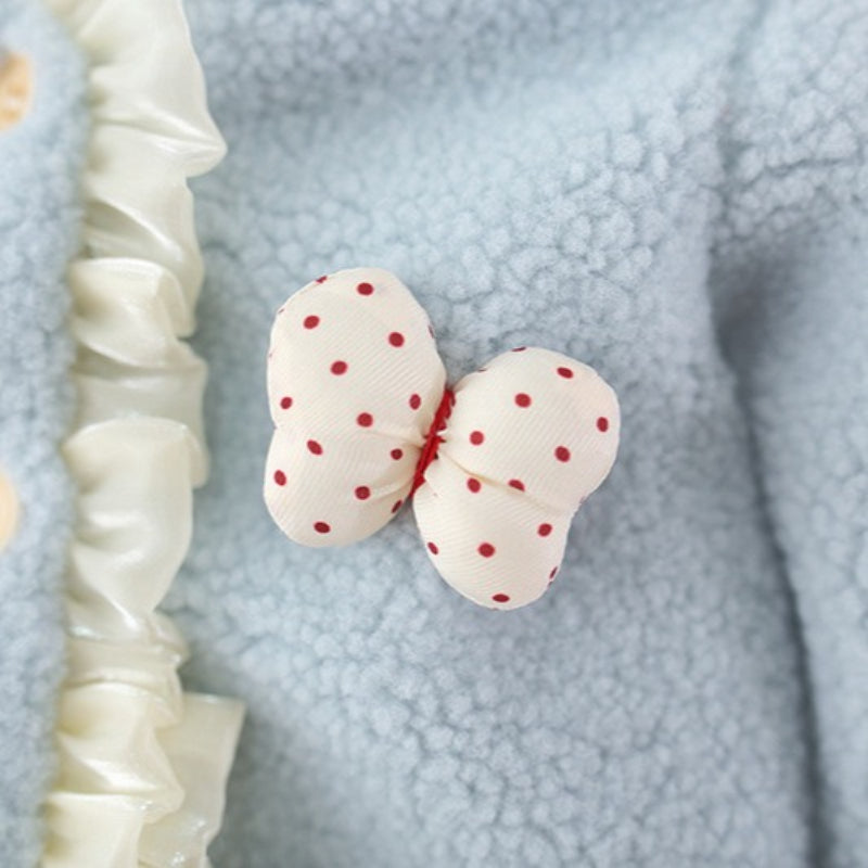 Girls Warm Winter Lace Bow Coat