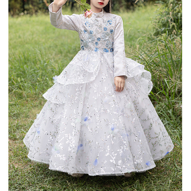 Girls Birthday Princess Dress Children Pageant Long Sleeve Dress Girls Birthday Princess Dress Children Pageant Long Sleeve Dress