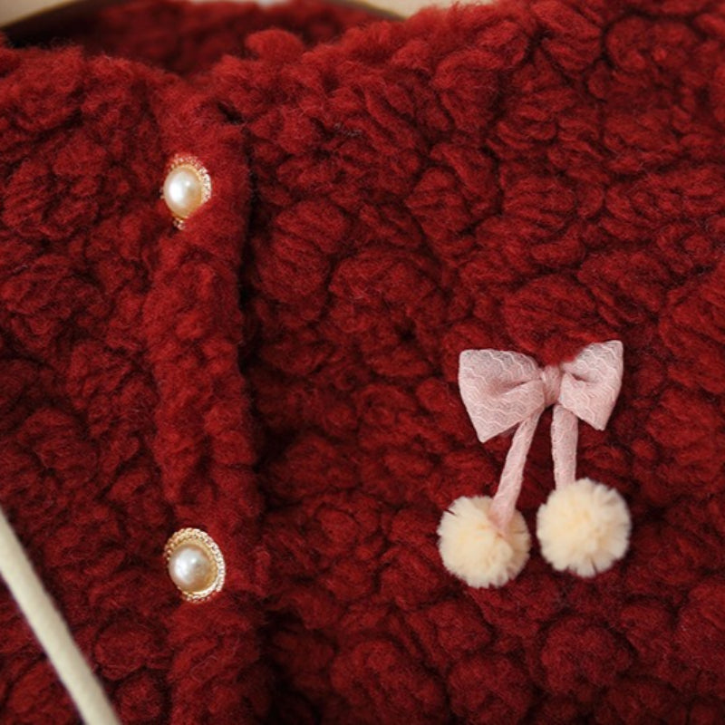 Girls' Winter Cherry Blossom Warm Coat