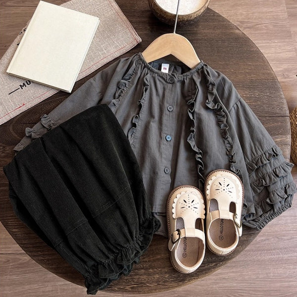 Autumn Girls' Cute New Top Pants Two-piece Set