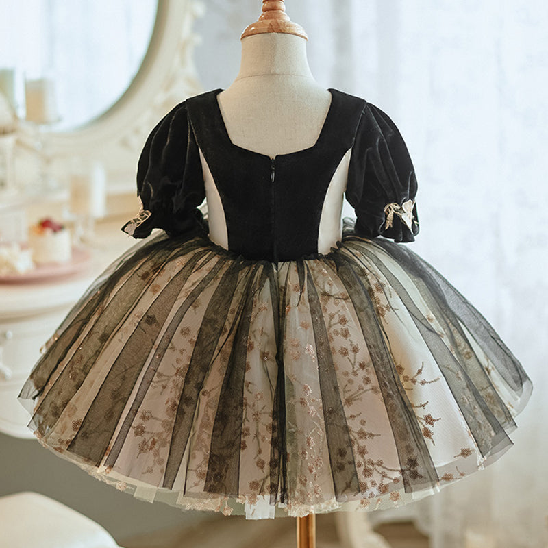 Baby Girl First Pageant Dress Toddler  Embroidery Birthday Princess Dress