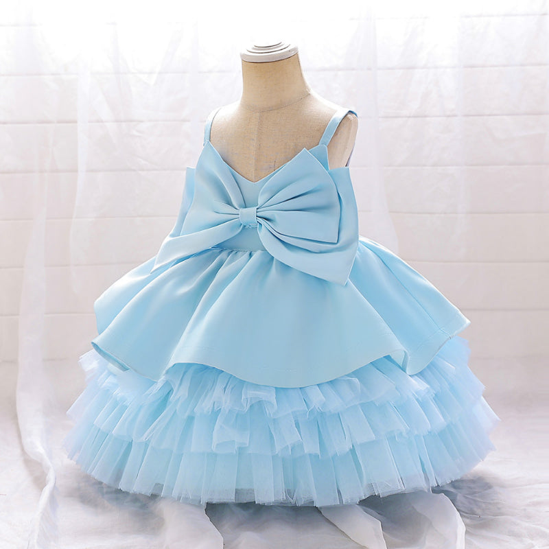Elegant Baby Girls Sleeveless Big Bow Cake Tutu Toddler Prom Princess Dress