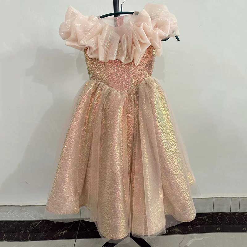 Flower Girl Dress Children Birthday Party Stage Pageant Dress Sequin Dress