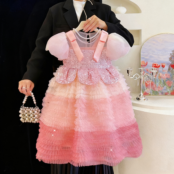 Childrens Birthday Dress Girls Princess Dress Flower Girls Pink Dress