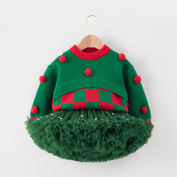 Cute Baby Girl Christmas Sequins Tutu Dress Toddler Birthday Sweater