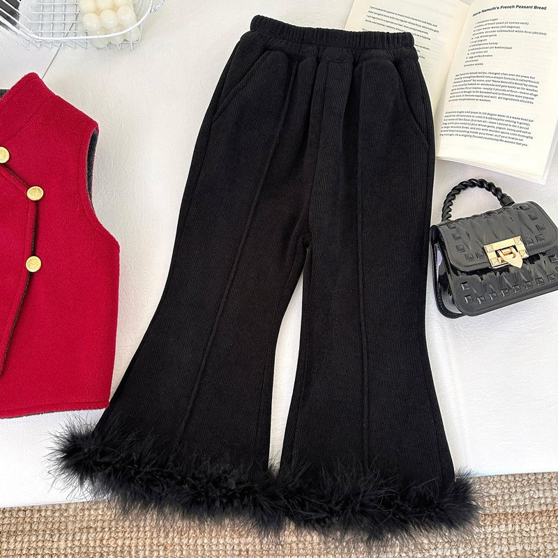 Girls' Winter New Year Fleece Vest and Trousers