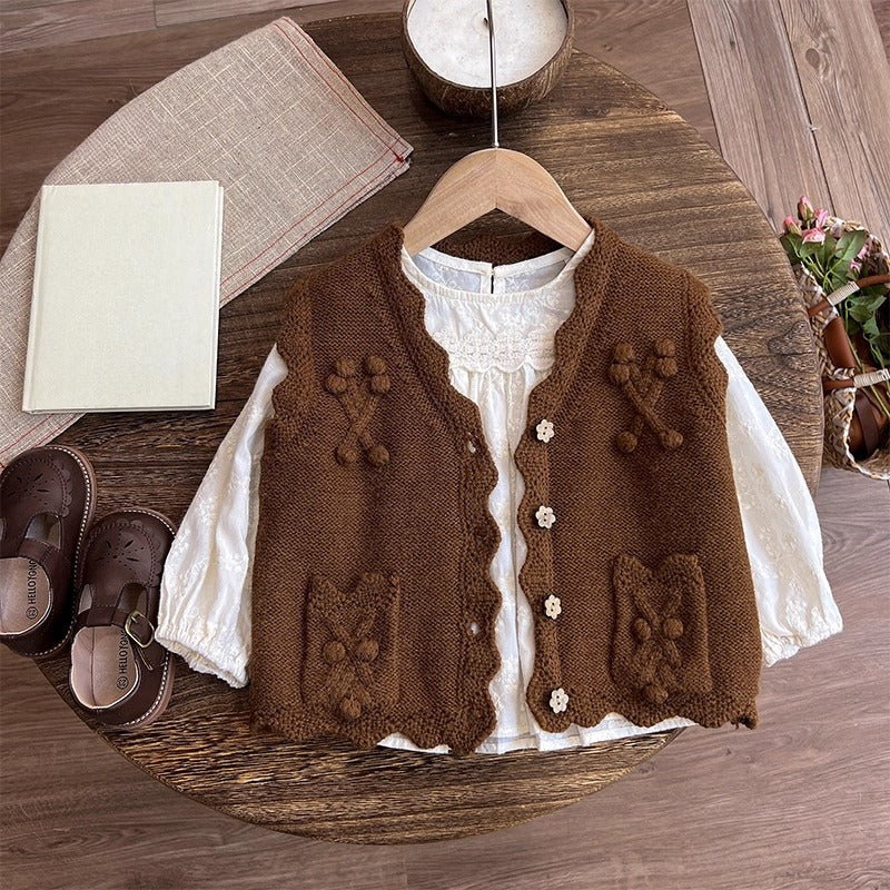 Children's Autumn Bottoming Shirt Vest and Pants Three-piece Set