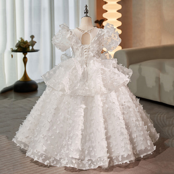 White Girls Pageant Dress Children's Birthday Princess Dress