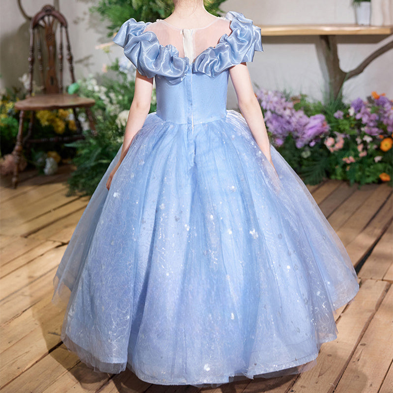 Girls Blue Dress Girls Birthday Princess Dress Children's Beauty Pageant Dress